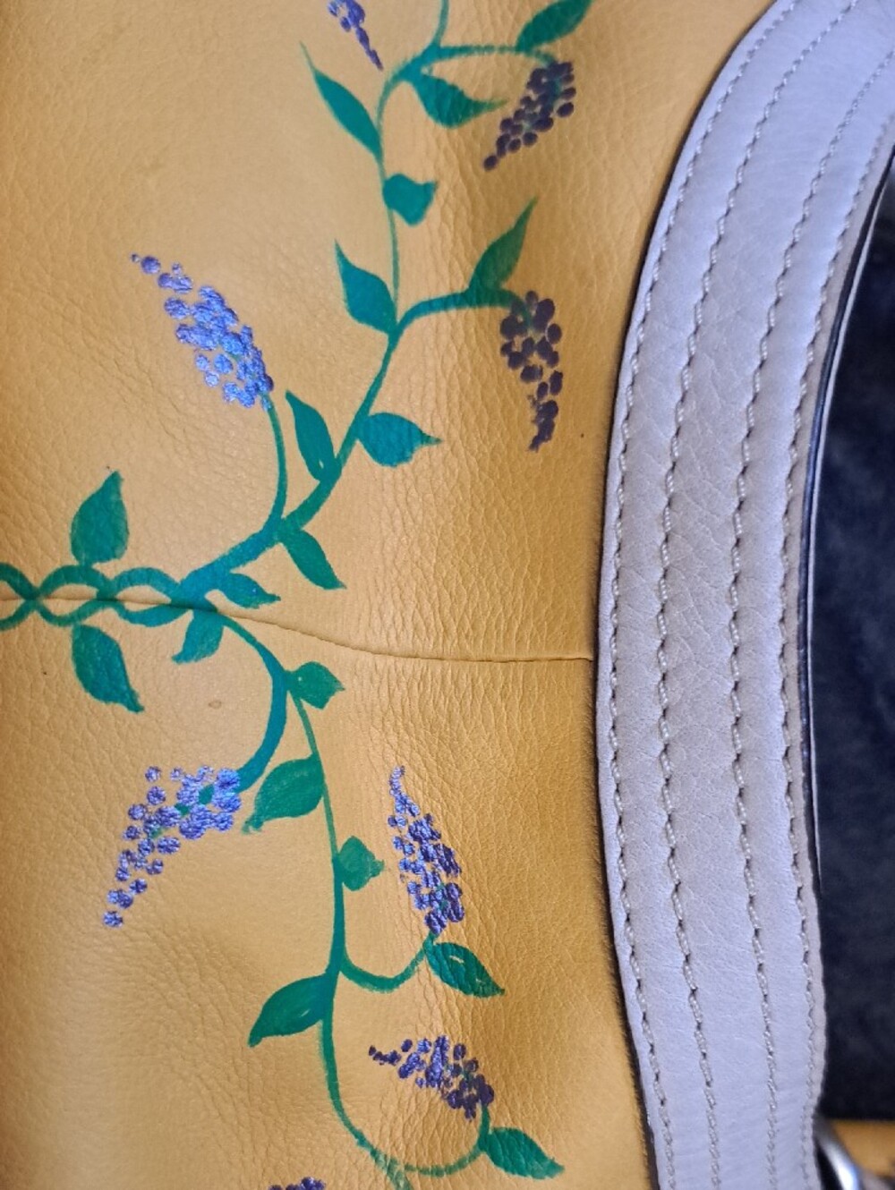 Hand Painted Yellow Floral Women’s Shoulder Bag - Picture 15 of 17